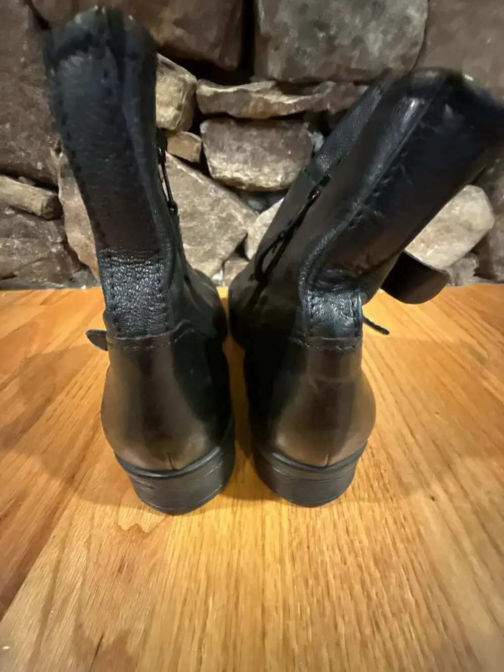 Miz Mooz Verona Collection Black Leather Buckle Ankle Boots